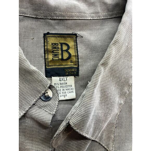 Bruno Vintage 90s Black and White Check Button Down Shirt Size 4XLT Italy - Picture 3 of 4